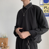 秋季气质垂感纯色长袖衬衫男韩版潮流衬衣打底衫FC168-P45，男装衬衫，四季星座713