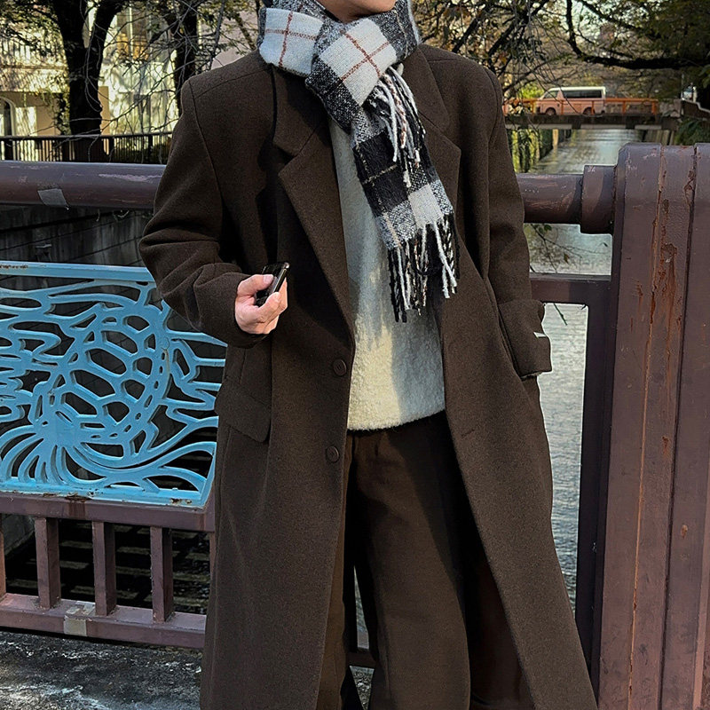 秋冬高级感品质加厚毛呢大衣男韩版宽松ins风衣外套潮FK511-P135，男装毛呢大衣，四季星座713