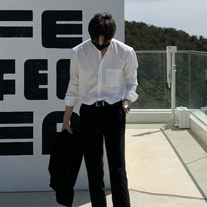 春夏垂感立领长袖衬衫韩版宽松口袋衬衣帅气打底衫FC171-P55图片