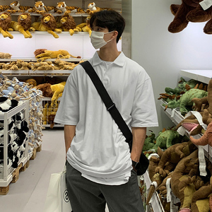 夏季新品ulzzang纯色短袖T恤韩版宽松潮流帅气POLO衫CT15-P45,男装T恤,四季星座713