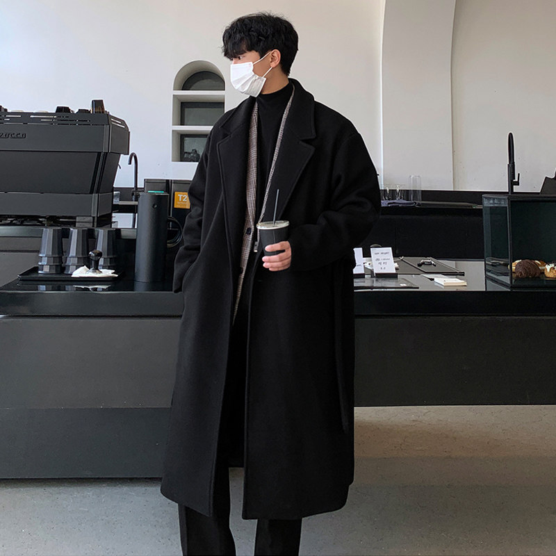 冬季帅气加厚毛呢大衣韩版宽松毛呢风衣落肩潮外套FK196-P135，男装毛呢大衣，四季星座713