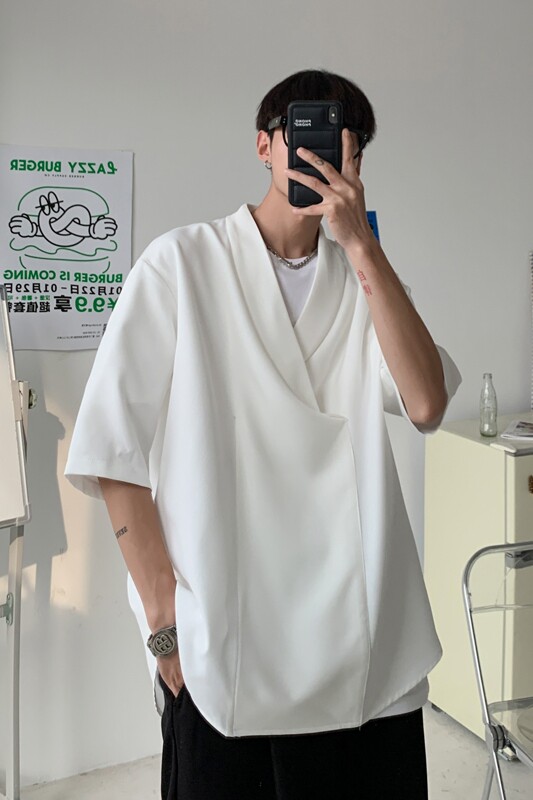 夏季oversizet垂感气质短袖衬衫男韩版宽松网红潮流衬衣CT26-P45,男装衬衫,四季星座713