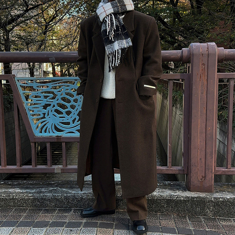 秋冬高级感加厚毛呢大衣男韩版宽松ins风衣外套潮现货FK511-P135,男装毛呢大衣,四季星座713