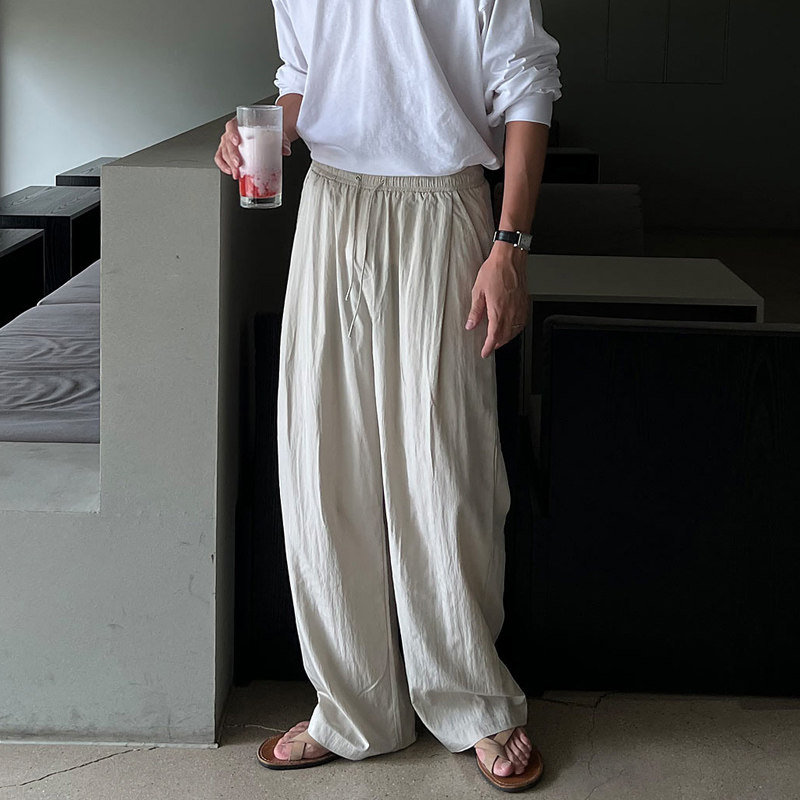 夏季清凉垂感轻薄速干休闲裤男韩版宽松阔腿防晒长裤KK157-P65，男装休闲裤，四季星座713