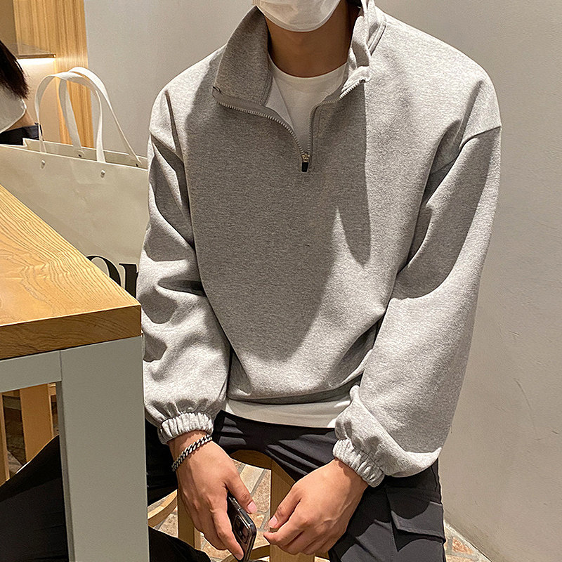 秋冬oversize潮纯棉简约套头卫衣男韩版宽松落肩打底衫M601-P75，男装卫衣，四季星座713