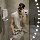 夏季两件套运动背心套装韩版宽松短袖T恤男运动裤长裤一套V01-P85，男装T恤，四季星座713