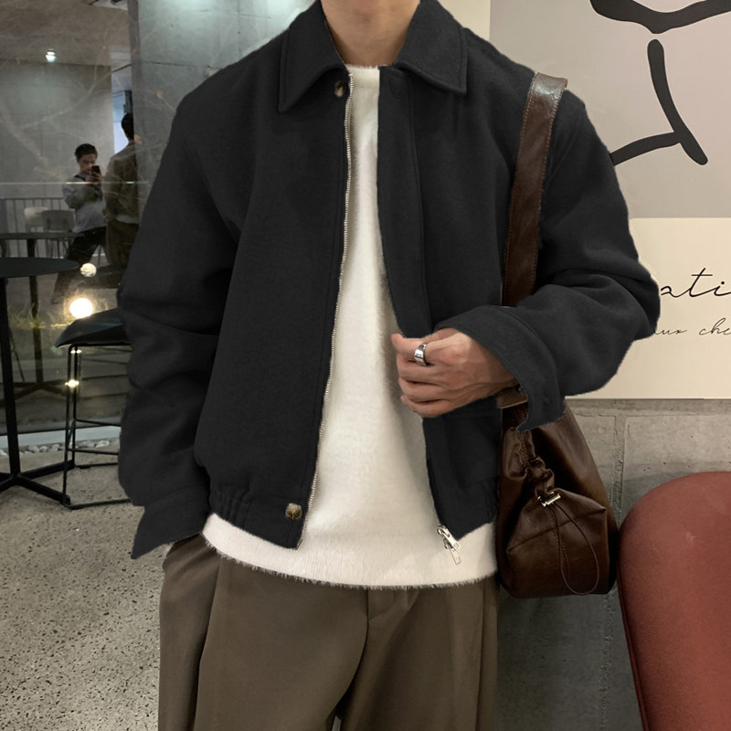 秋冬oversize高级感加棉毛呢夹克男韩版宽松ins棉衣外套FC583P125图片