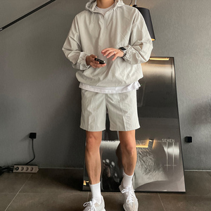 夏季潮流套头运动防晒服套装男韩版宽松轻薄外套衬衫短裤CT70-P98，男装防晒衣，四季星座713