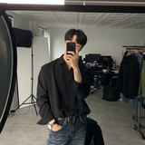 春季帅气垂感简约纯色长袖衬衫男韩版衬衣休闲打底衫FC158-P55，男装衬衫，四季星座713