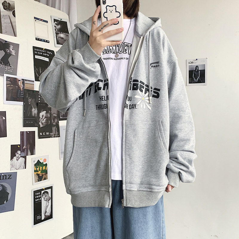 春季帅气字母小雏菊卫衣男韩版宽松连帽开衫潮外套M30,男装卫衣,四季星座713