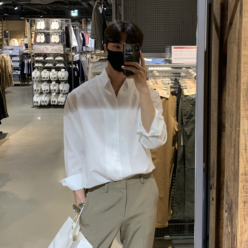 春季帅气垂感气质长袖衬衫男韩版衬衣休闲打底衫FC156-P55，男装衬衫，四季星座713