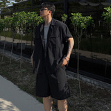 夏季轻薄短袖衬衫套装男韩版宽松二件套短裤衬衣一套CT767-P85，男装衬衫，四季星座713