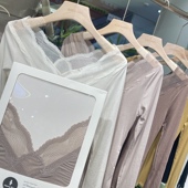 内衣 超薄美雅碧发热纤维修身 新款 小熊秋冬打底上衣女v领蕾丝修身