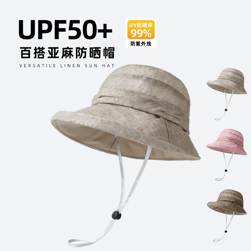 新款夏季户外遮阳帽子女薄款透气妈妈防晒盆帽时尚百搭短檐渔夫帽