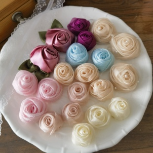 韩版欧根纱立体玫瑰花朵假花diy手工头发饰发夹娃衣胸花配饰1226