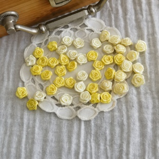 10个价 1cm缎带玫瑰花 BJD六分小布娃衣辅料diy装饰手工材料配件