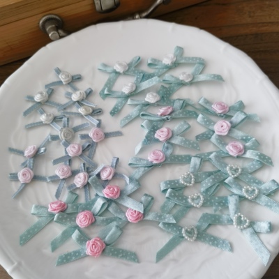 5个价迷你蝴蝶结玫瑰花朵饰品手工diy发饰宠物娃衣服装辅料配饰