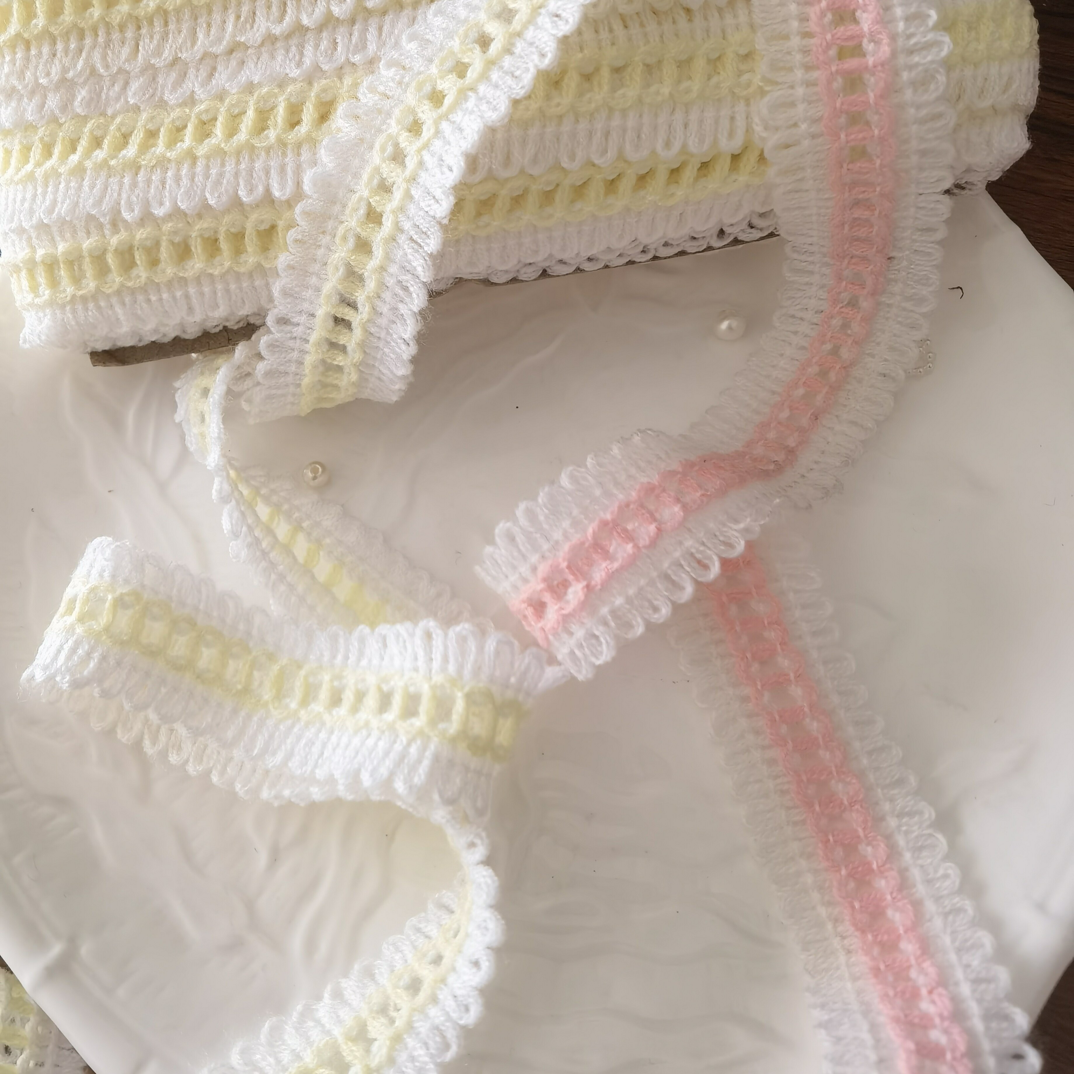 毛线编织钉珍珠花边辅料diy手工发夹发饰胸针袖口娃衣服装饰配件图片