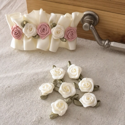 10个1.5cm缎带玫瑰花成品DIY材料BJD娃衣发饰发夹辅料礼物装饰