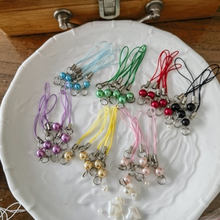 10个彩色手机链包挂绳子龙虾扣挂件diy手工串珠材料饰品珠子配件