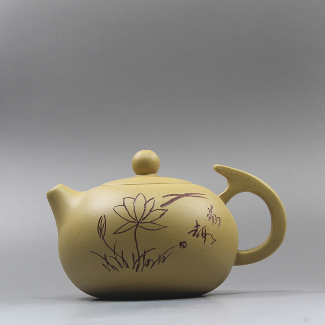 紫砂壶纯全手工特价名家原矿黄段泥周成易制刻绘刀把西施壶茶壶