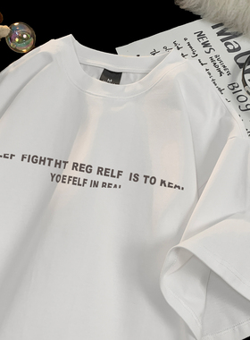 重磅图案印花流行短袖T恤潮牌美式五分袖宽松圆领T6382-特P23