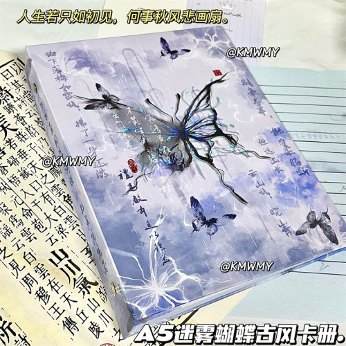 迷雾雨蝶卡册ins新国风A5四宫格