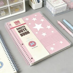 英国pukkapad&卡米屋粉色白星系列线圈美式分栏200p65g薄脆横线本