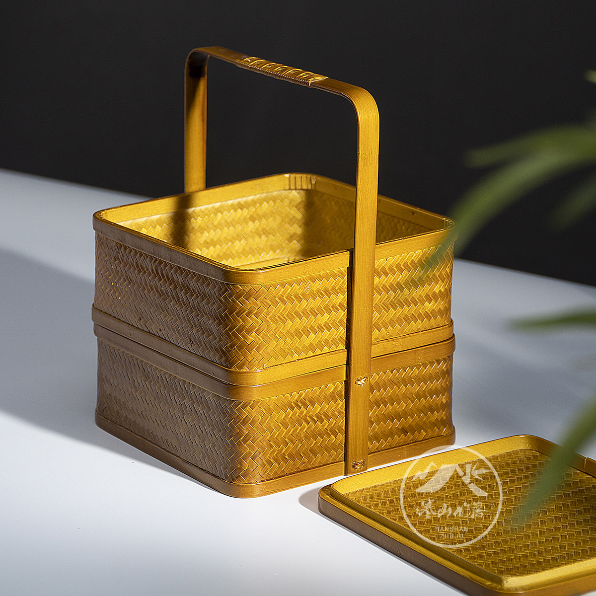 邱师傅竹木竹编双层提篮收纳篮漆器多层食盒点心月饼盒茶具收纳盒,特色手工艺,竹编/竹雕,淘宝优惠券,粉丝福利购,淘宝优惠卷