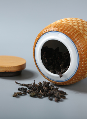 竹丝扣瓷密封茶叶储存罐