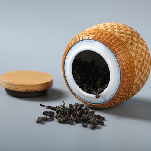 竹丝扣瓷密封茶叶储存罐