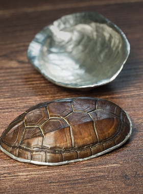 邱师傅竹木CZ024龟甲茶则真乌龟壳簸箕赏茶荷文玩茶荷六君子摆件