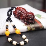 邱师傅竹木紫檀木貔貅手把件文玩手把件盘玩把玩件车挂吊坠摆件