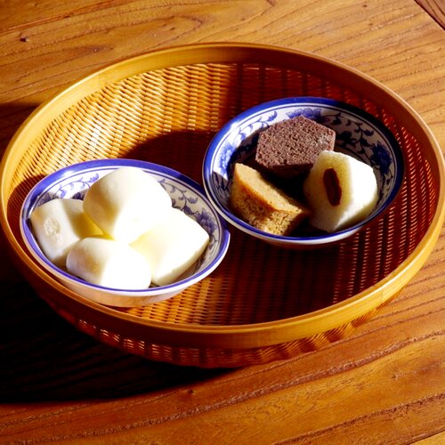 圆形竹编馒头客厅茶室食物收纳篮