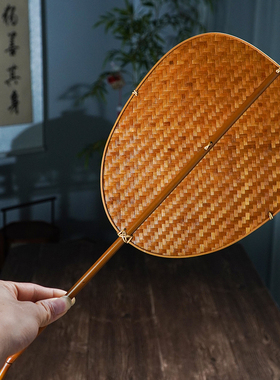 邱师傅竹木古风竹制扇汉服团扇老式旗袍汉服双面竹扇中式纳凉扇