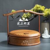 邱师傅竹木 手工艺仿古篮 TH018提篮大漆客厅点心篮水果篮家用中式