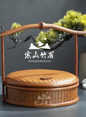 邱师傅竹木 TH018提篮大漆客厅点心篮水果篮家用中式手工艺仿古篮