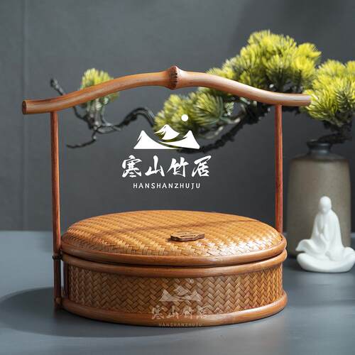 邱师傅竹木 TH018提篮大漆客厅点心篮水果篮家用中式手工艺仿古篮