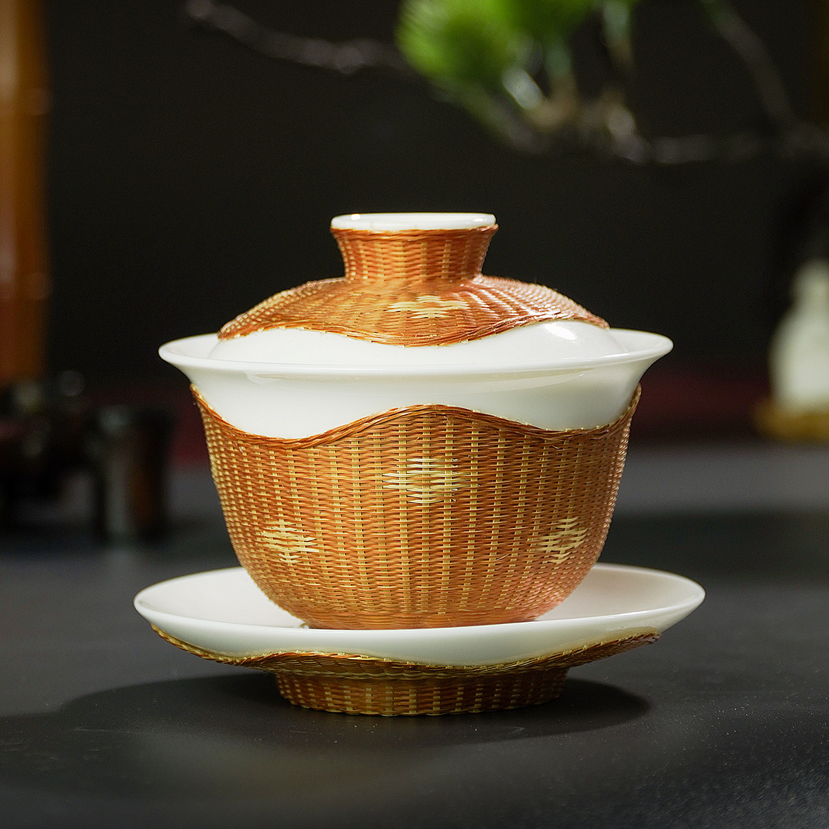 竹丝制品茶道精品盖碗泡茶杯