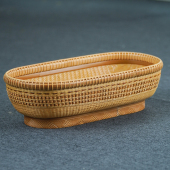 邱师傅竹木竹编非遗传承认蔡红光手工针线椭圆形收纳盒