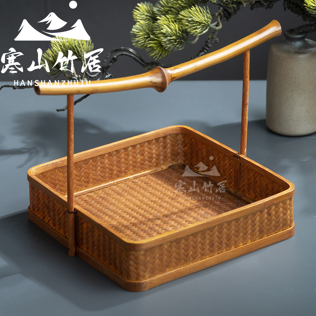原生态竹制食品提篮邱师傅