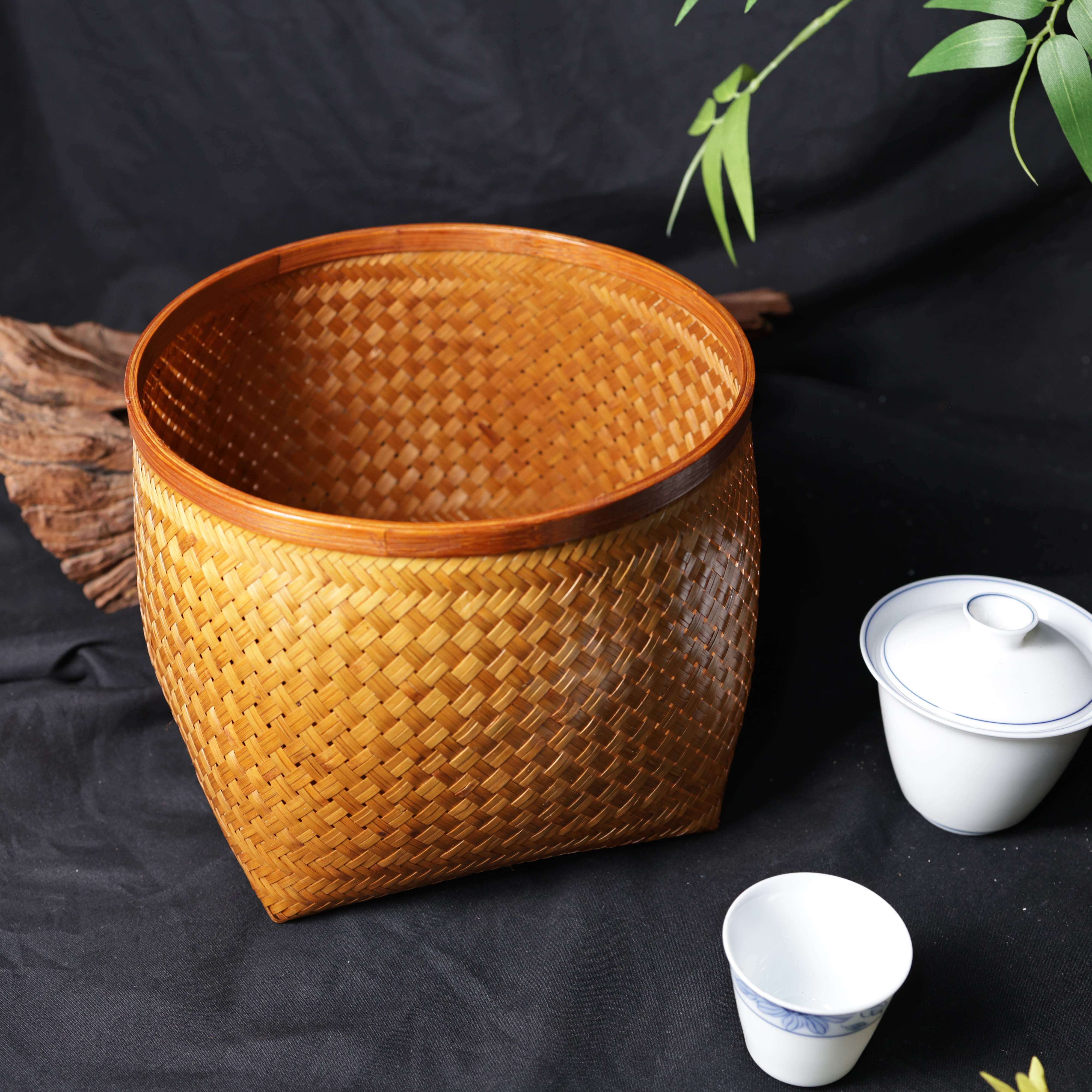 竹编大漆水果篮食品收纳筐菠萝框