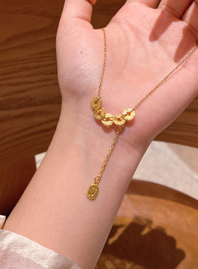 碎冰冰五帝钱赠送葫芦锁骨链