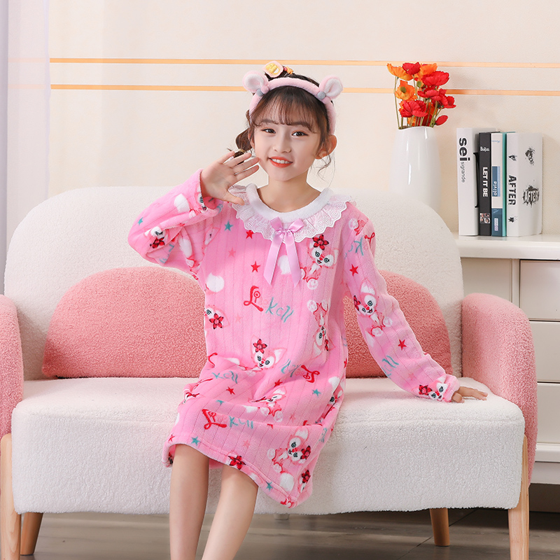 儿童睡裙睡觉防踢被秋冬季法兰绒