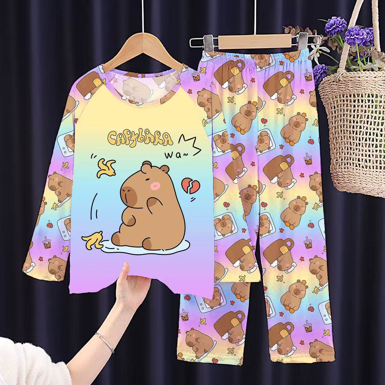 2025新款儿童睡衣哪吒男孩薄款长袖套装中大童女孩卡通可爱家居服,童装/婴儿装/亲子装,家居服套装,淘宝优惠券,粉丝福利购,淘宝优惠卷