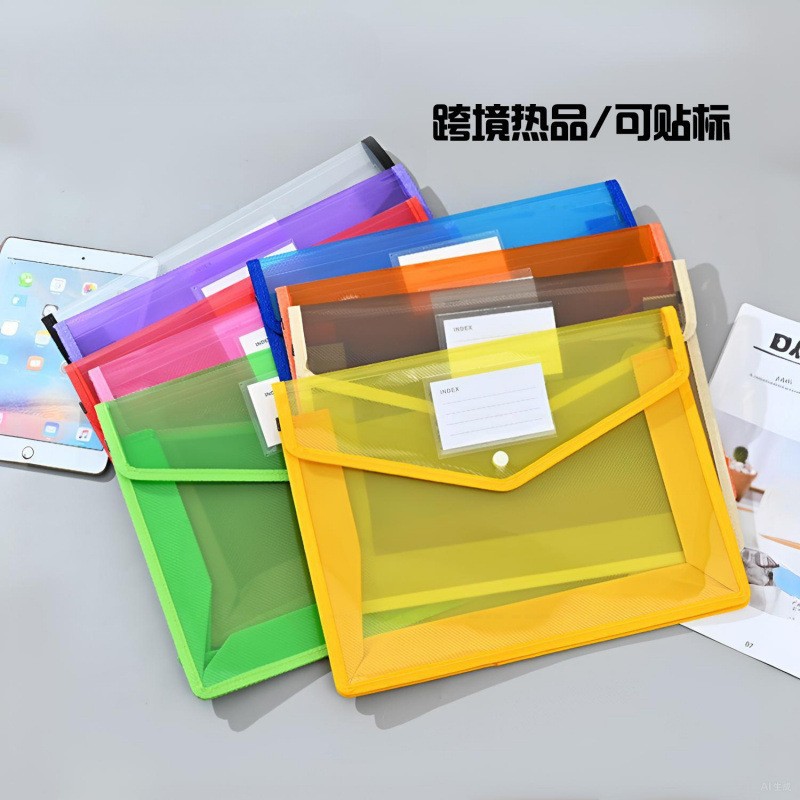 红杰A4按扣文件袋透明FC公文包学生试卷收纳资料袋风琴包A5发票袋图片