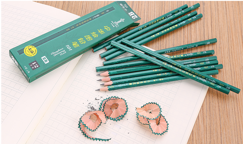 包邮中华铅笔HB 2B 3B 4B 6B 5B 5H 6H铅笔 绘画笔 描画笔12支/扎