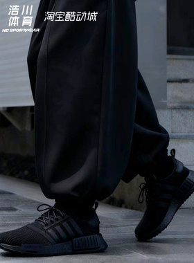 Adidas/阿迪达斯 三叶草 NMD R1 BOOST 爆米花 纯黑跑步鞋 GZ9256