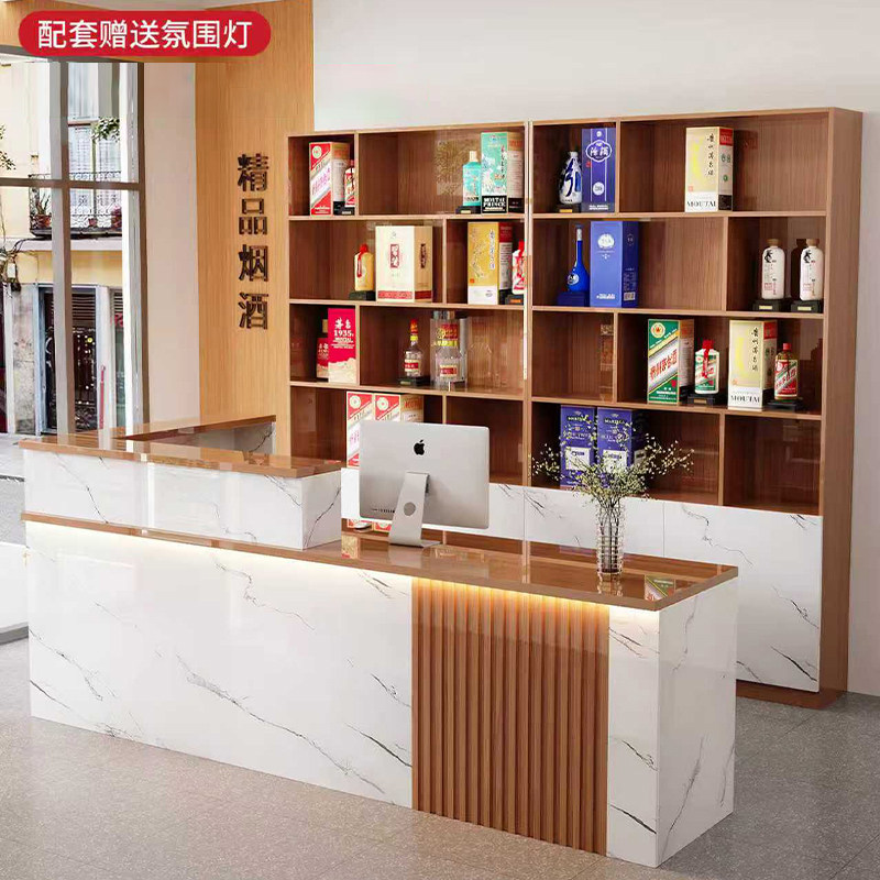 收银台小型展示柜饭店转角吧台餐饮商用接待柜台茶餐厅前台桌定制