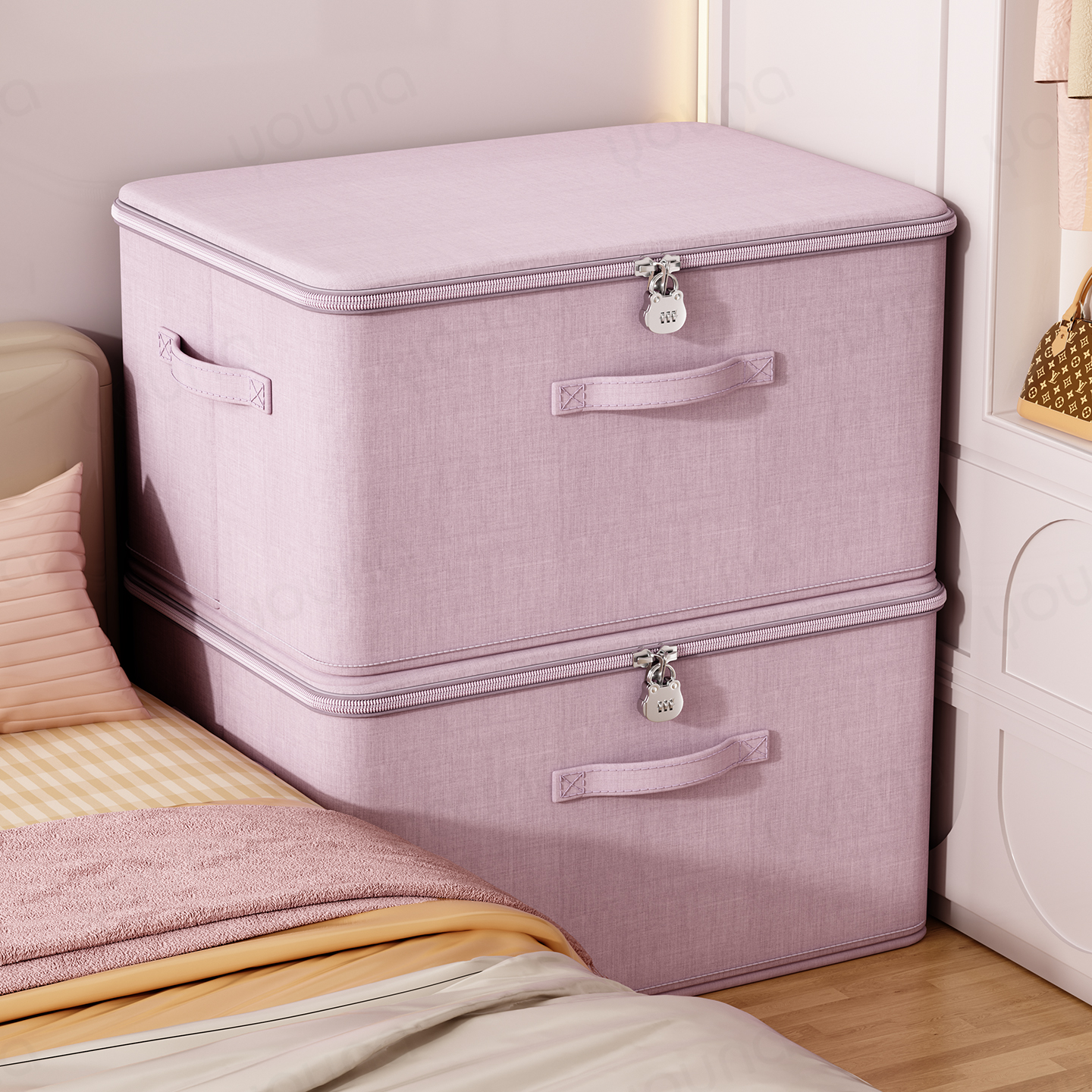 同行性价比TOP！紫色带锁收纳箱